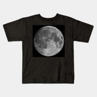 Full moon on black sky background Kids T-Shirt